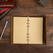 Yaprak Desenli Kahverengi Deri Defter - 2