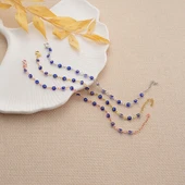 925 ayar gümüş lacivert sıralı nazar bocuklu bileklik - 3