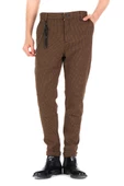 Erkek Regular Fit Beli Lastikli Düğmeli Zincirli Yandan Cepli Kaz Ayağı Desenli Spor Jogger Pantolon - 3