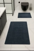 %100 Pamuk Dokuma, Su Emici, Banyo Paspas Seti, Banyo Halısı Vera 2'li Klozet Takım 60x100-60x50 - 1