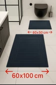 %100 Pamuk Dokuma, Su Emici, Banyo Paspas Seti, Banyo Halısı Vera 2'li Klozet Takım 60x100-60x50 - 2