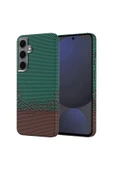 zore Galaxy S24 FE Kılıf Magsafe Şarj Özellikli Karbon Fiber Görünümlü Zore Nekst Kapak - Yeşil thumbnail 1