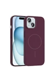 zore iPhone 15 Kılıf Magsafe Şarj Özellikli Zore Ruby Silikon Kapak - Mürdüm thumbnail 1