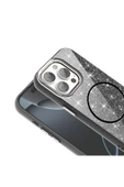wenixs aksesuar iPhone 15 Pro Max Kılıf Magsafe Şarj Özellikli Parlayan Simli Zore Okso Kapak - Siyah thumbnail 5