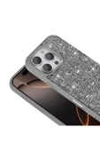KILIFTECH iPhone 16 Pro Max Kılıf Parlak Taşlı Tasarım Zore Pırlanta Kapak - Gri thumbnail 8