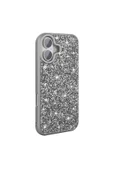 KILIFTECH iPhone 16 Plus Kılıf Parlak Taşlı Tasarım Zore Pırlanta Kapak - Gri thumbnail 1