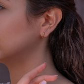 Minimal Tasarımlı Altın Kaplama 925 Ayar Gümüş Halka Küpe thumbnail 2