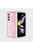 KILIFTECH Galaxy Z Fold 6 Kılıf Magsafe Şarj Özellikli Parlayan Simli Saydam Renkli Zore Allstar Kapak-Pembe thumbnail 1