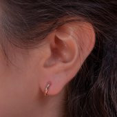 Minimal Tasarımlı Rose Kaplama 925 Ayar Gümüş Halka Küpe thumbnail 1