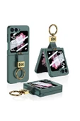 KILIFTECH Galaxy Z Flip 6 Kılıf Zore Z Harfli Yüzüklü Kıpta Kapak-Koyu Yeşil - 1