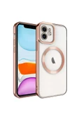 KILIFTECH iPhone 11 Uyumlu Magsafe Wireless Şarj Özellikli Zore Setro Silikon-Rose Gold thumbnail 1