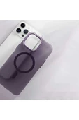 KILIFTECH iPhone 14 Pro Max Uyumlu Magsafe Şarj Özellikli Buzlu Sert PC Zore Tuval Kılıf-Derin Mor - 6