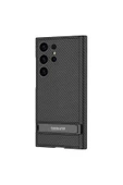 KILIFTECH Galaxy S24 Ultra Kılıf Kamera Korumalı Karbon Tasarım Zore Droga Standlı Kartlıklı Kapaklı Kılıf-Siy - 4