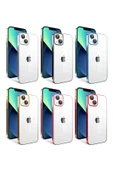 KILIFTECH iPhone 13 Uyumlu Kamera Korumalı Renkli Çerçeveli Zore Garaj Kılıf-Mavi Açık thumbnail 2