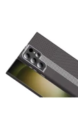 KILIFTECH Galaxy S24 Ultra Kılıf M-safe Şarj Özellikli Karbon Fiber Görünümlü KTH Gros Kapak - Siyah-Lacivert thumbnail 7