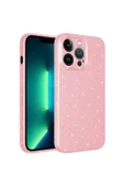 LEXROO iPhone 13 Pro Uyumlu Kamera Korumalı Simli Lüks CSM Zore Koton Kılıf-Pembe - 1
