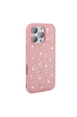 mobrika iPhone 16 Pro Max Kılıf Parlak Taşlı Tasarım MBRK Pırlanta Kapak - Pembe thumbnail 1