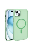 zore iPhone 15 Plus Kılıf Magsafe Şarj Özellikli Mat Arka Yüzey Zore Sio Kapak-Açık Yeşil thumbnail 1