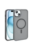 zore iPhone 15 Plus Kılıf Magsafe Şarj Özellikli Mat Arka Yüzey Zore Sio Kapak-Gri thumbnail 1