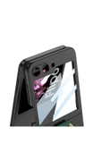 zore Galaxy Z Flip 6 Kılıf Kamera Korumalı Yüzüklü Zore Flip Ring Kıpta Kapak-Siyah - 2