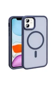 Resveq iPhone 12 Kılıf Magsafe Şarj Özellikli Mat Arka Yüzey Zore Sio Kapak-Lacivert thumbnail 1