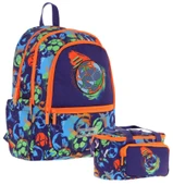 Kaukko Kids Erkek Çocuk Okul Çantası ve Isı Yalıtımlı Beslenme Çantası Seti (L5269+L7269) Futbol Topu Baskılı - Lacivert Turuncu thumbnail 1