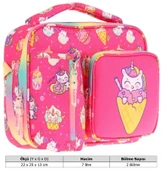 Kaukko Kız Çocuk, Kırmızı, Dondurma Desenli Isı Yalıtımlı Üç Bölmeli (Matara Cepli) Okul Beslenme Çantası L7227 - 3