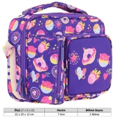 Kaukko Kız Çocuk, Mor, Şekerleme Baskılı Isı Yalıtımlı Üç Bölmeli (Matara Cepli) Okul Beslenme Çantası L7216 thumbnail 3