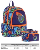 Kaukko Kids Erkek Çocuk Okul Çantası ve Isı Yalıtımlı Beslenme Çantası Seti (L5269+L7269) Futbol Topu Baskılı - Lacivert Turuncu thumbnail 2