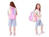 Kaukko Çizgili Pembe Çok Renkli Kız Çocuk Okul Çantası ve Kalemlik Seti (KK - K1802+KK - K2713) thumbnail 3