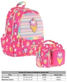 Kaukko Kids Kız Çocuk Okul Çantası ve Isı Yalıtımlı Beslenme Çantası Seti (L5227+L7227) Kauçuk Dondurma - Pembe thumbnail 2