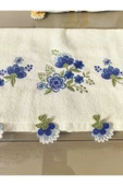Peacock Küpeli İşlemeli El Havlusu Çeyizlik Nakışlı 50x90 - 2