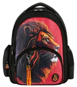Galatasaray Erkek Çocuk Üç Gözlü Okul Sırt Çantası - Suni Deri Üzerine Aslan Baskılı - ME25560 thumbnail 4