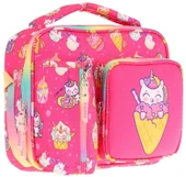 Kaukko Kız Çocuk, Kırmızı, Dondurma Desenli Isı Yalıtımlı Üç Bölmeli (Matara Cepli) Okul Beslenme Çantası L7227 - 1