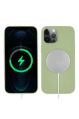 zore iPhone 13 Pro Uyumlu BRT Silksafe Wireless Kılıf-Açık Yeşil - 1