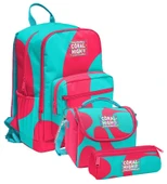 Coral High İlkokul ve Ortaokul Okul Çanta Üçlüsü - Kız Çocuk, Kırmızı Turkuaz Renkli Çizgili thumbnail 4