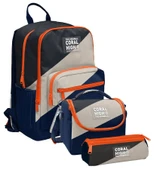 Coral High İlkokul ve Ortaokul Okul Çanta Üçlüsü - Erkek Çocuk, Lacivert Bej Renkli Çizgili thumbnail 4