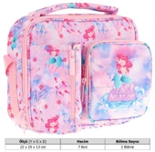 Kaukko Kız Çocuk, Pembe Mavi, Denizkızı Desenli Isı Yalıtımlı Üç Bölmeli (Matara Cepli) Okul Beslenme Çantası L7217 - 3