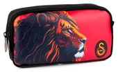 Galatasaray Suni Deri Üzerine Aslan Baskılı Erkek Çocuk İki Bölmeli Kalem Çantası - ME25563 thumbnail 1