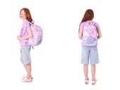 Kaukko Kids Pullu Denizkızı Desenli, Kız Çocuk Pembe Mavi Okul Çantası + Beslenme Çantası Seti (L5217+L7217) thumbnail 3