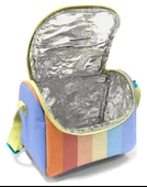 Coral High İlkokul Kız Çocuk Okul Beslenme Çantası, Turuncu Sarı Mavi Renkli Çizgili, Termoslu (Isı Yalıtımlı) thumbnail 9