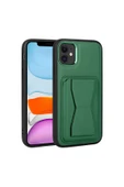 Zeyline iPhone 12 Uyumlu Kartlıklı Standlı Pu Deri ZYL Memo Kılıf-Koyu Yeşil thumbnail 1
