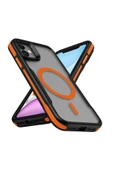 KILIFTECH iPhone 11 Uyumlu Magsafe Şarj Özellikli Renkli Kenar Airbag Şeritli Zore Lamer Kapak-Turuncu thumbnail 1