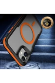 KILIFTECH iPhone 11 Uyumlu Magsafe Şarj Özellikli Renkli Kenar Airbag Şeritli Zore Lamer Kapak-Turuncu thumbnail 4