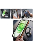 KILIFTECH iPhone 14 Plus Uyumlu Magsafe Şarj Özellikli Renkli Kenar Airbag Şeritli Zore Lamer Kapak-Turuncu thumbnail 4