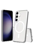TechTrove Galaxy S25 Plus Kılıf M-safe Şarj Özellikli Şeffaf Sert Pc Zore Embos Kapak - 1