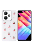 zore İnfinix Hot 30i Kılıf Airbag Tasarımlı Simli Şeffaf Zore Kutup Kapak - Kiraz - 1