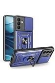szr store Galaxy A26 Kılıf Magnetik Standlı Kamera Korumalı Zore Sürgülü Vega Kapak - Mavi - 1