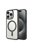 zore iPhone 15 Pro Uyumlu Wireless Şarj Özellikli Sert PC Zore Mat Riksos Magsafe Kılıf-Siyah thumbnail 1