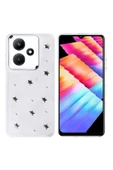 KILIFTECH İnfinix Hot 30i Kılıf Airbag Tasarımlı Simli Şeffaf Zore Kutup Kapak - Yıldız - 1